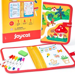 JoyCat 10-Inch Dual-Sided Dry Erase Travel Writing Board for Kids Ages 4+, Gender Neutral Gift Kit with PVC Cover, Zippered Storage, 6 Markers, 1 Eraser