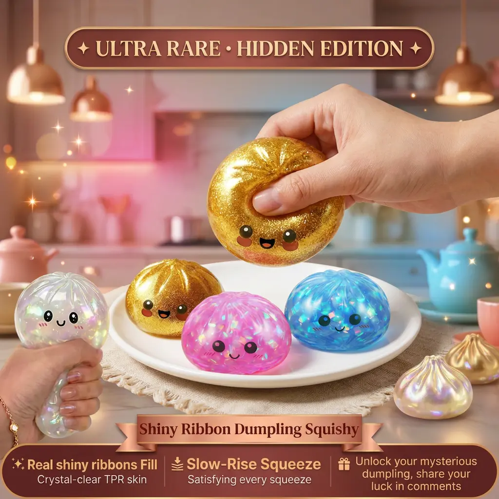 【Buy 3 Get 1 Free 】Glitter Dumpling Squishy with Steamer Box, Soft SqueezeSensory Toy, Stress Relief Fidget Toy, Color Selectable,Ideal Gift for Desk & Daily Use
