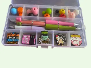Beaded Pens, DIY Kits - Cute Beaded Pen Kits with 5 Pens, 5 Focal, Silicone Beads & Spacers, Dimensions 4"x6"x7", Fun for Everyone