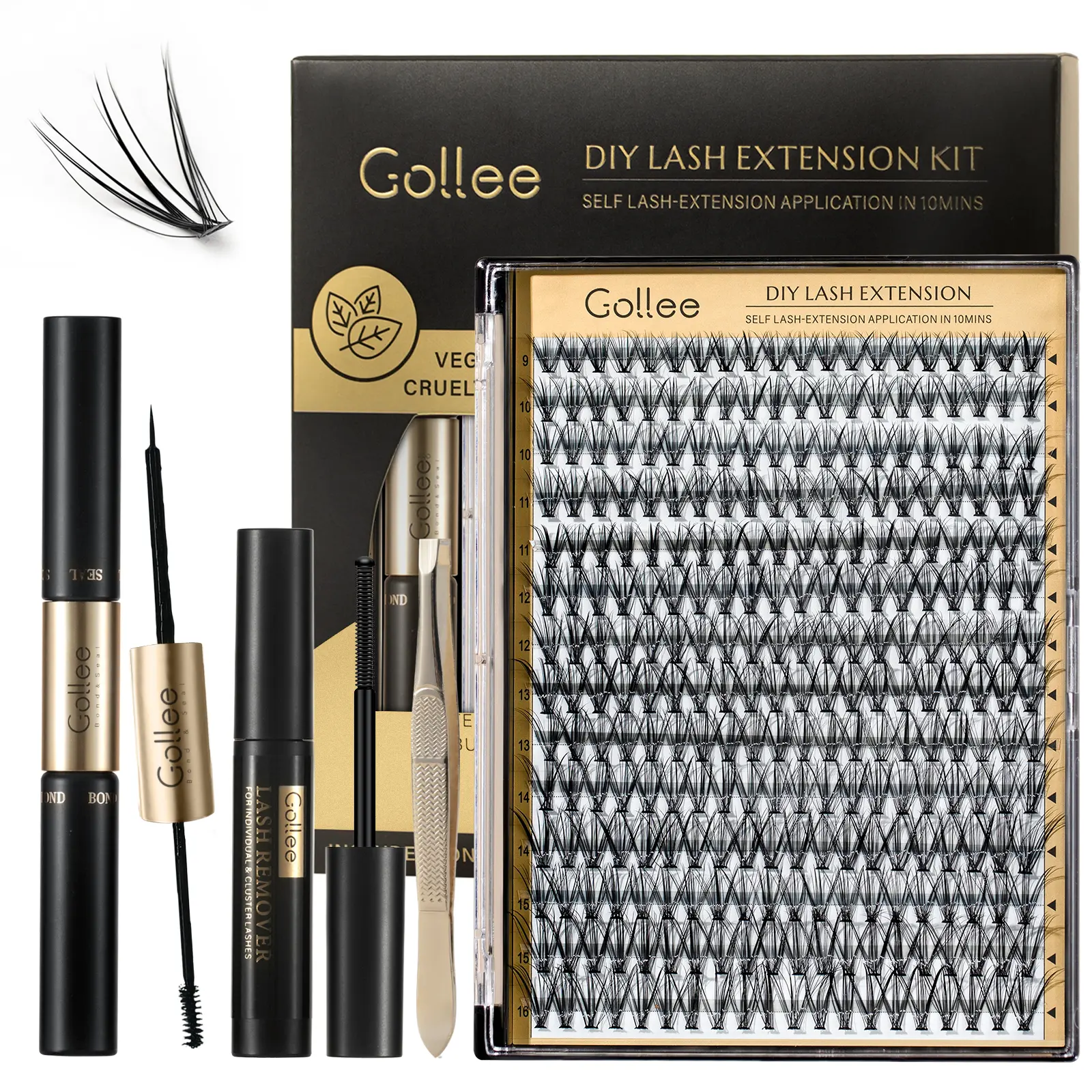 spider eyelashes Lash Cluster Kit, 280pcs 20D Lashes Extension Kit DIY Lash Clusters Kit with Glue (9-16mm D Curl) Falsies Eyelashes