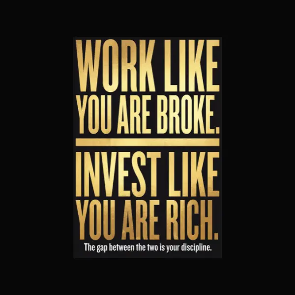 Work Like You Are Broke Invest Like You Are Rich Wealth Poster | Bold Black Gold Wall Art | A3 Premium 220 GSM Hard Paper | Entrepreneur Investor & Money Mindset Office Decor Print