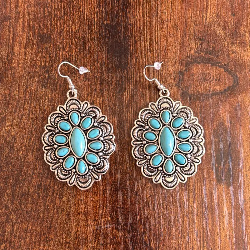 Turquoise Blossom Dangle Earrings
