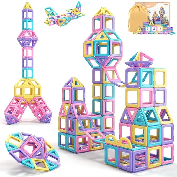 Toddler Girl Toys, Magnetic Tiles 44pcs, Birthday Gifts Ideas for Girls Toys Age 3 4 5, Magnetic Blocks, Magnet STEM Montessori Toddler Kids Christmas Toy Gifts for 3 4 5 6 7 Year Old Girls