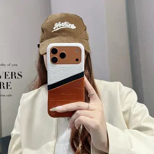 first choice Phone Case - Fashionable Colorful Crocodile Texture, Diagonal Insert Pockets, Compatible with iPhone 17 Pro, 16, 15 Pro Max, 14, 13 purse phone case，high-end phone case，fashion woman