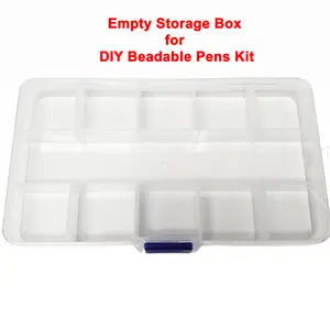 DIY Beadable Pen Kit Storage Box with 10 Removable Dividers - Empty Plastic Organizer for Pens, Beads, Keychains & More