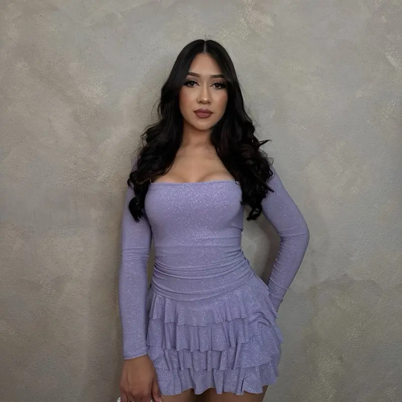 Ariani Glitter Romper Dress (Lavender) - TikTok Shop