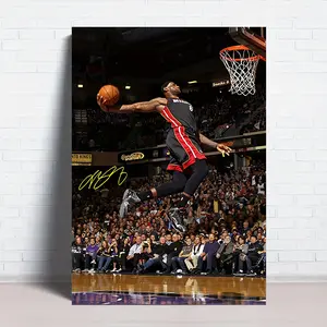 45.72x30.48 cm Unframed Canvas Wall Art Poster of Basketball Star James - Dynamic Athletic Action Scene, Perfect for Bedrooms, Offices, Living Rooms & Cafes