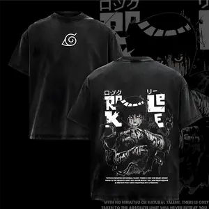Rock Lee Tee Washed – Naruto Anime Manga Vintage Washed Heavy Cotton Oversized T-Shirt & Hoodie, Double Printed Retro Unisex Streetwear Graphic Top, Taijutsu Fighter Edition, Loose Fit Multi-Color Anime Merch