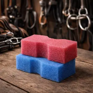 Mini Magic Tack Sponge Duo ( 2-Pack ) | Precision Cleaner for Leather Buckles & Horse Bits | Color-Coded Sponges for Gentle Cleaning Wipe Curb Chains