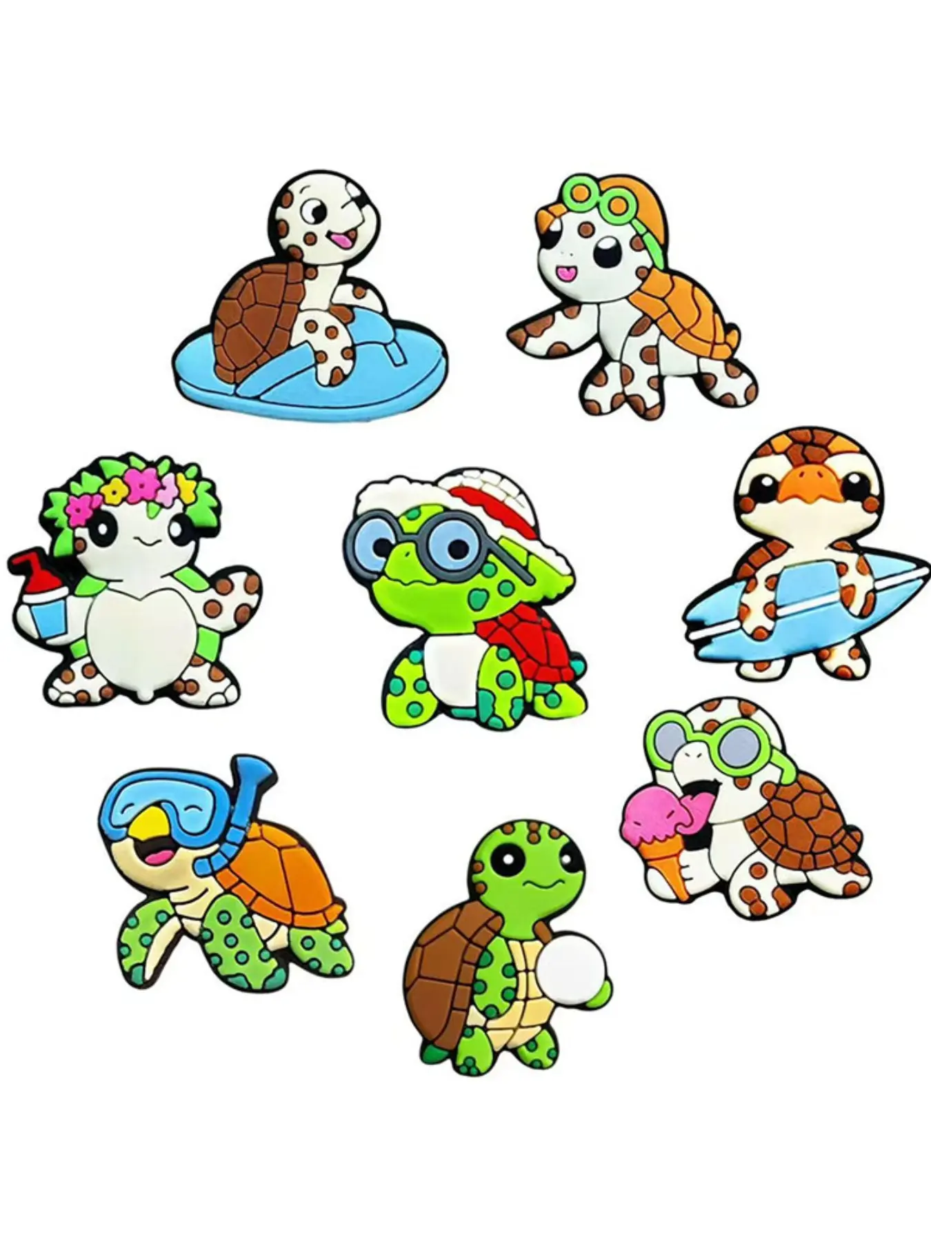 8/16 Pieces Summer Beach Animal Turtle Cartoon Shoe Accessories, Kids' Shoes Decorations, Wristbands, Sandals, Christmas Gifts