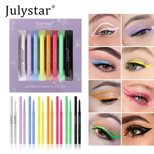 8-Color Gel Eyeliner Pencil Set | Creamy, Long-Lasting, Smudge-Proof Formula; Waterproof, Intense-Pigment Eye Crayon; Blendable Multi-Shade Kajal Liner Kit; Vibrant Color Eye Definer; Professional Glam Makeup Gift Set