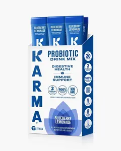 Karma Probiotic Hydration Packet - 6 Pack, Blueberry Lemonade Powder Drink Mix Stick - On-The-Go Immune & Gut Health Support
