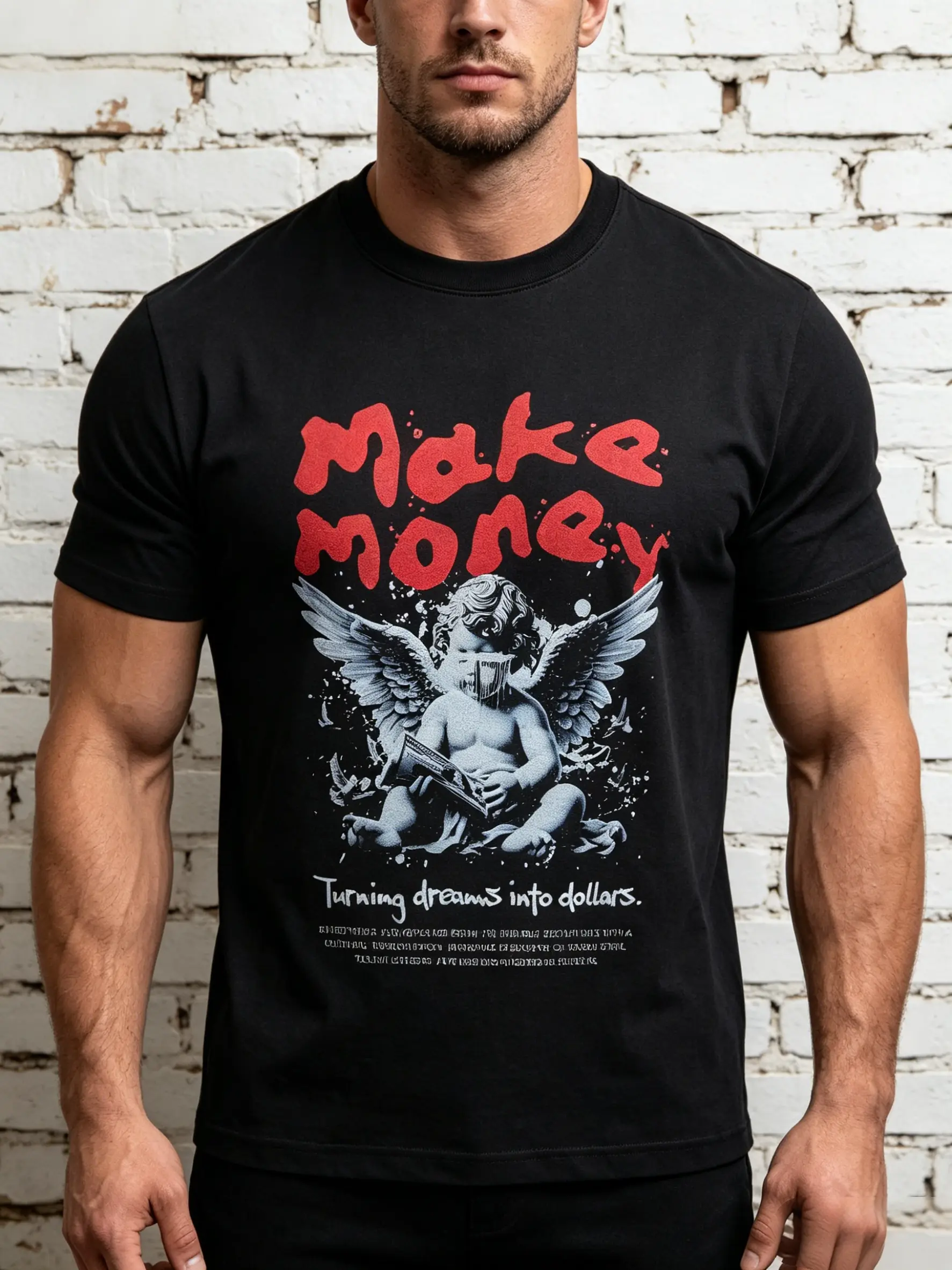 Men's Goth Graphic Print Cotton T-Shirt - 100% Cotton, Short-Sleeve, Round Neck, Comfortable, Breathable, Moisture-Wicking, Unisex Casual Streetwear Top