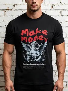 Men's Goth Graphic T-Shirt - Short-Sleeve Round Neck Streetwear Outfit Top, 100% Cotton Unisex, Comfortable, Breathable, Moisture-Wicking, Shortsleeve, Graphic T Shirts