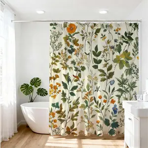 1pc Floral Elegance Bathroom Decoration Shower Curtain - Stylish Home Decor Idea for Spring and Summer with Vibrant Wildflower Pattern - Ideal for Enhancing Bathing Experience and Transforming Bathroom Ambiance