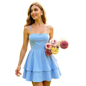 Women's Backless Bow Tie Spaghetti Strap Mini Dress Sexy Club Party Dresses