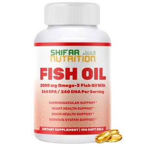 SHIFAA NUTRITION 2,000mg Omega-3 Fish Oil - 50 Servings - Halal, Non GMO & Molecularly Distilled