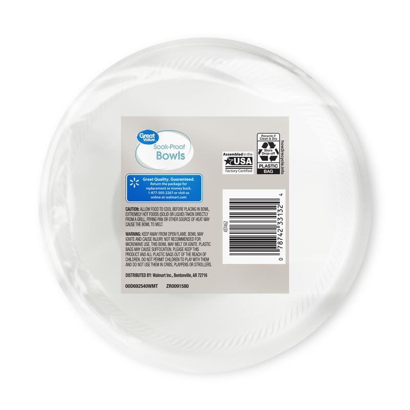 Great Value Everyday Disposable Foam Bowls, 20 oz, 25 Count