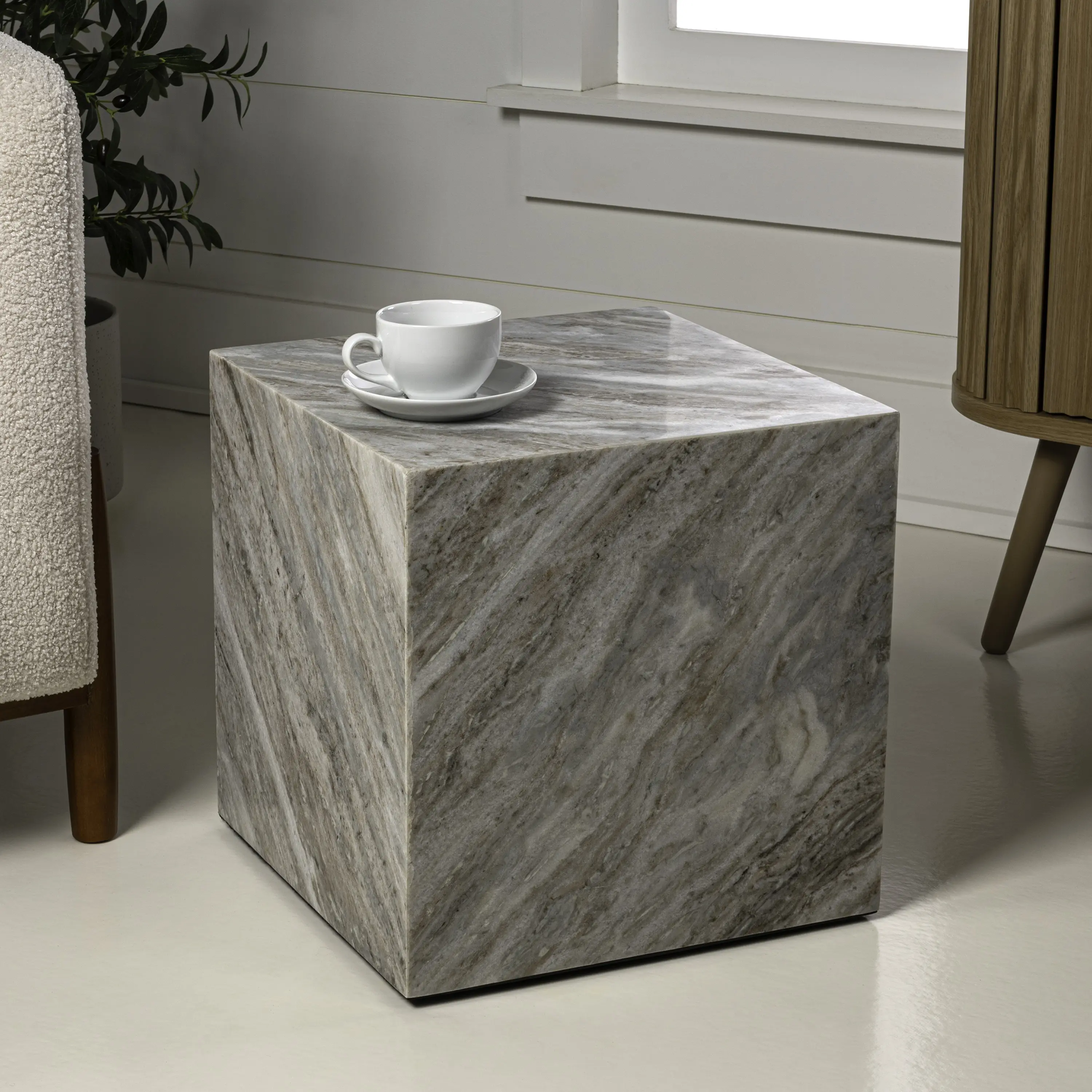 JONATHAN Y Felix 15" Contemporary Natural Marble Handmade Cube End Table, Gray/Beige JONATHAN Y Felix 15" Contemporary Natural Marble Handmade Cube End Table, Gray/Beige