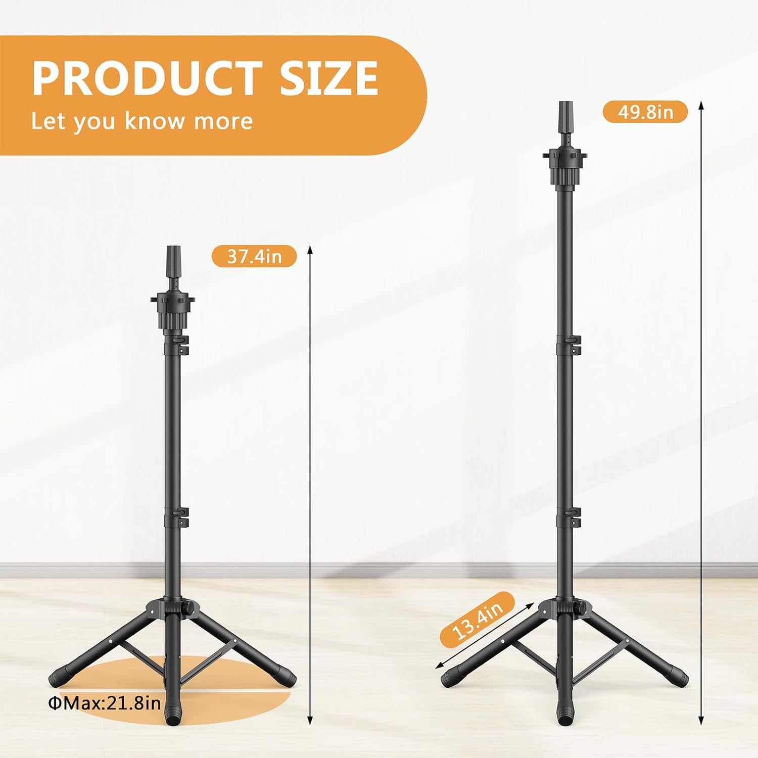 50 Inch Adjustable Wig Head Tripod Stand, Foldable Mannequin Head Stand with Carry Bag, Rose Gold Wig Stand Tripod for Cosmetology Hairdressing Training, Wig Making & Display