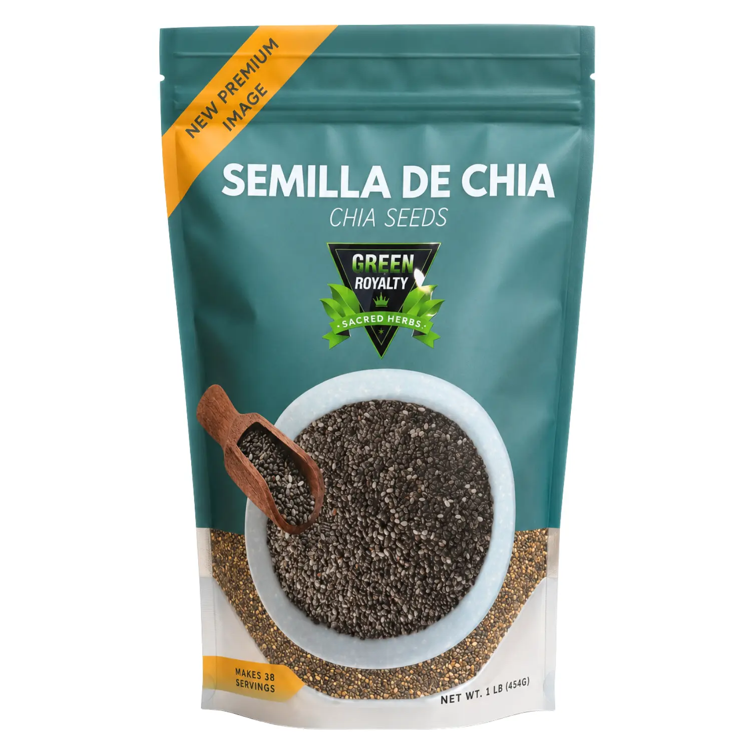 Green Royalty Chia Seeds, Unflavored, 1 lb, 24-Month Shelf Life, All-Natural Edible Snack