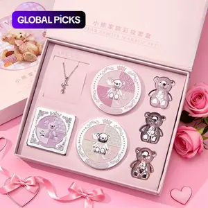 Art Value 7 Piece Makeup Set Kit Includes Blush Powder Eyeshadow Bear Lipstick Necklace Beauty Gift Box Valentine's Day Essential #GLOBAL PICKS