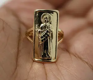 Plated Adjustable Saint Jude Ring