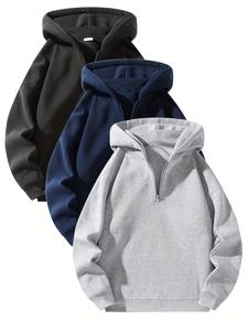 Men's Plain Half Zip Drop Shoulder quarter zip menEssentials Hoodie Design Streetwear Graphic CasualMan Relaxed Relaxed Modern Autumn Basic ComfortMenswear Stylish Sweatshirts Pullover Cozy Fashion design streetwear graphic casual man Black Beige