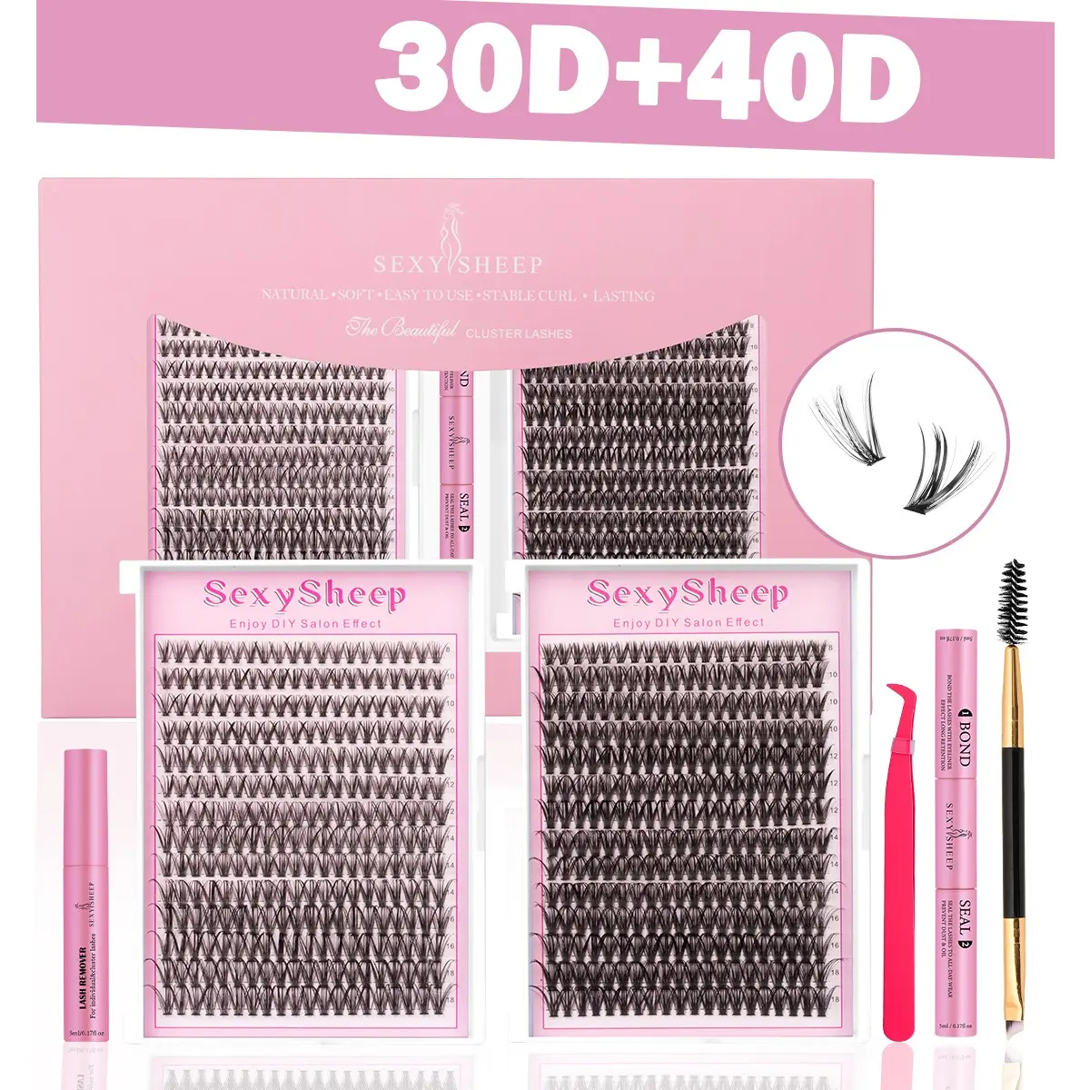 DIY Lash Clusters Kit - False Eyelashes Extensions Curl Cluster Lashes Soft  Long-Lasting Lashes with  Bond & Seal & Glue Remover & Tweezer for Beginners Easy At-Home Application - Eyelash Set Makeup