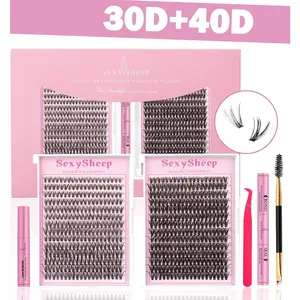 DIY Lash Clusters Kit - False Eyelashes Extensions Soft  Long-Lasting Lashes with  Bond & Seal & Glue Remover & Tweezer for Beginners Easy At-Home Application - Eyelash Set Makeup