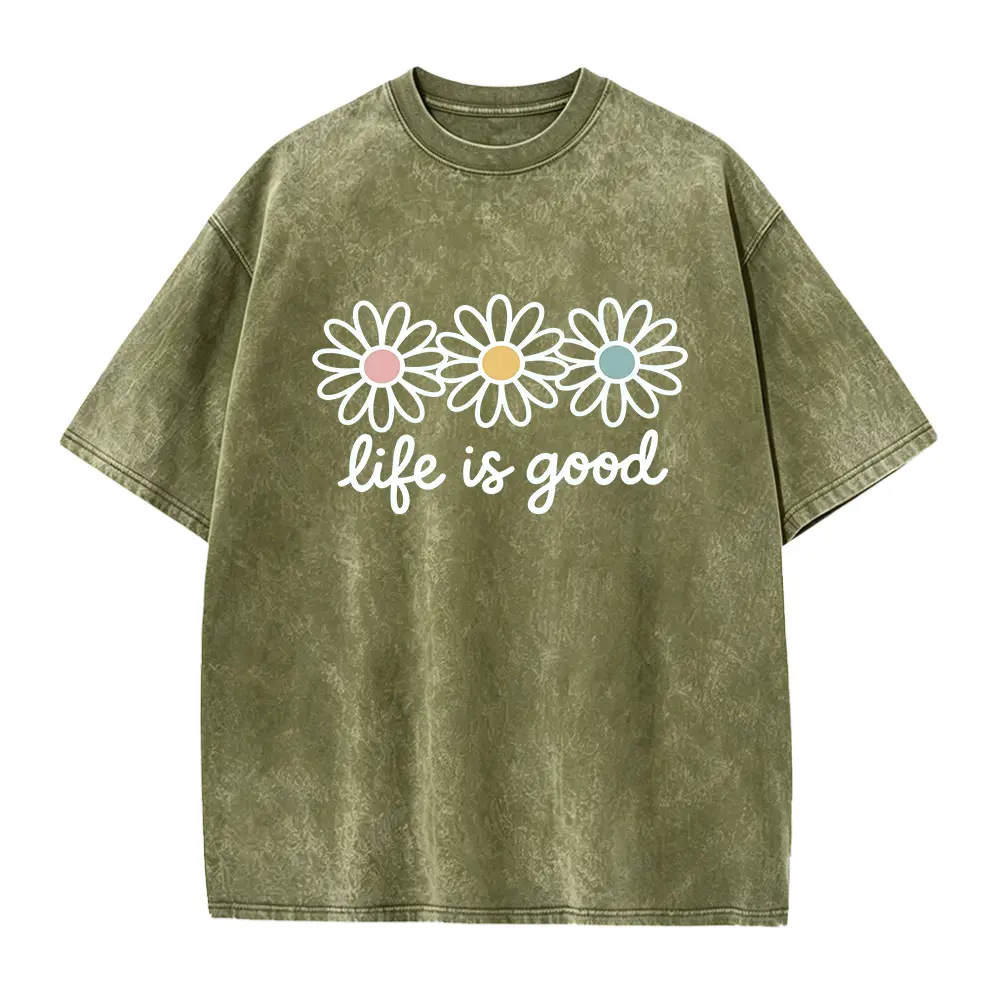 spring daisy t-shirt, life is good tee, floral graphic, boho flower tee, women’s pastel daisy t-shirt, vintage spring shirt