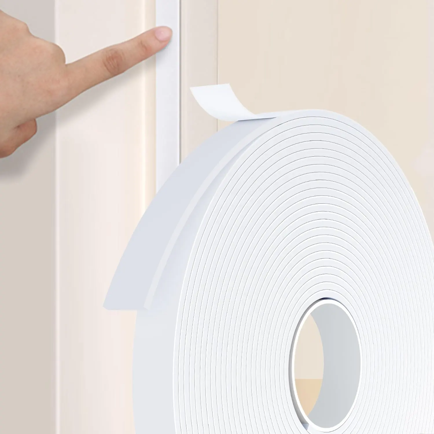 White Self-Adhesive High-Density Seal Strip Tape - Draft Seal Tape, Heat Insulation, Self Adhesive Soundproofing for Doors, Air Conditioner Windows (1/2" W x 1/13" T x 33' L), Soundproof Tape