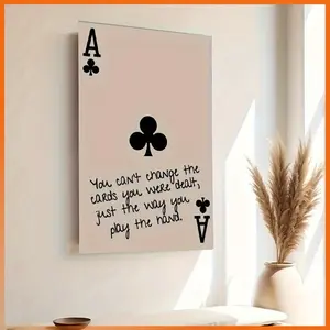 1PC 2D Decorative painting - Canvas painting - Ace of clubs with quote - cheap room decor - kitchen decor - pictures - fall decorations clearance - pictures wall decor -posters - fall decorfall decor -room decor - bathroom decor - wall decor