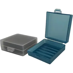 Soap Holder 2 Pack, Shower Bar Case Fit Dr Squatch, Waterproof Travel Container with Lid, Square Bathroom Soap Dish Box for Camping, Gym and Outdoor Traveling (Blue/Clear)
