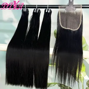 Bundles with 5x5 HD Lace Closure Double Drawn Bone Straight Raw Vietnamese Hair Bundles Virgin Hair Bundles with 13x4 Lace Front
