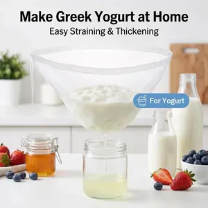 3PCS Reusable Yogurt & Cheese Strainer Bags (L+M+S) - Ultra-Fine Mesh Filter for Homemade Greek Yogurt, Curd Cheese & Almond Milk - Easy Clean Bowl Shape Kitchen Sieve