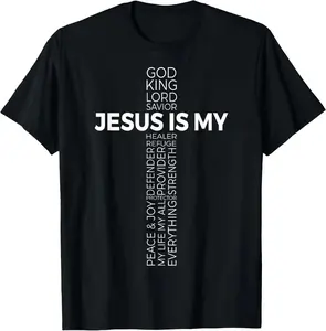 Cross Christian Design, Christ Jesus as My God, King, Lord and Savior,Men's Short-Sleeve Sports T-Shirt
