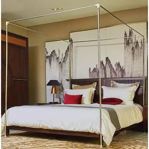 Bed Frame Post Poles King Size Stainless 4 Corner Bed Curtains Frame Bracket Fit for and Wood Bed