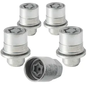 Land Rover Discovery 2005-2025 Wheel-Locks Lug Nut Kit M14 X 1.5 Thread Size - Set of 4 Lug Nuts + 1 Key - Farad AG5/E Galvanized Silver