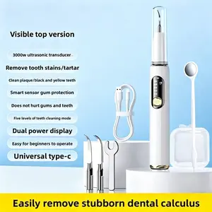 Intelligent Ultrasonic Tooth Cleaner for Home Use, Effective Tartar & Stain Remover, Portable Dental Calculus Remover Personal Oral Care Beauty Tool