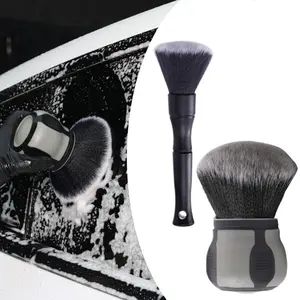 2 Pieces Car Detailing Brush, Ultra Soft Car Detail Brush with Storage Rack, Grey Handle Auto Interior Dusting Brush, Synthetic Brush Dusting Tool Covers Large Area Inside or Outside Vehicles
