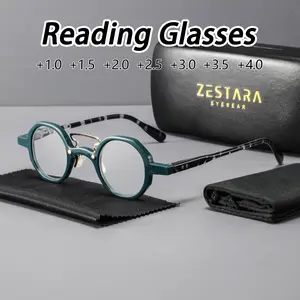 Women's Classic Vintage Polygon Rivet Full Frame Reading Glasses, Clear Vision, Bean Flower Frame, Party Accessories, Fashionable Computer Eyewear, High Quality Eyewear