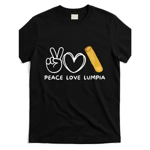 Peace Love Lumpia Graphic Tee for Filipino Foodies - Retro Streetwear T-Shirt with Filipino Spring Roll Design, Soft 100% Cotton & Loose Fit for Culture Fans, Funny Filipino Cuisine Apparel & Gift Idea