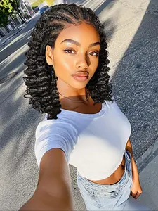 High-Value Women's Long Curly Wig, Full Lace Front, Baby Hair, Lightweight Synthetic Handmade, 14 Inches Natural Color, Summer Thin Wig, Synthetic Hair Wigs