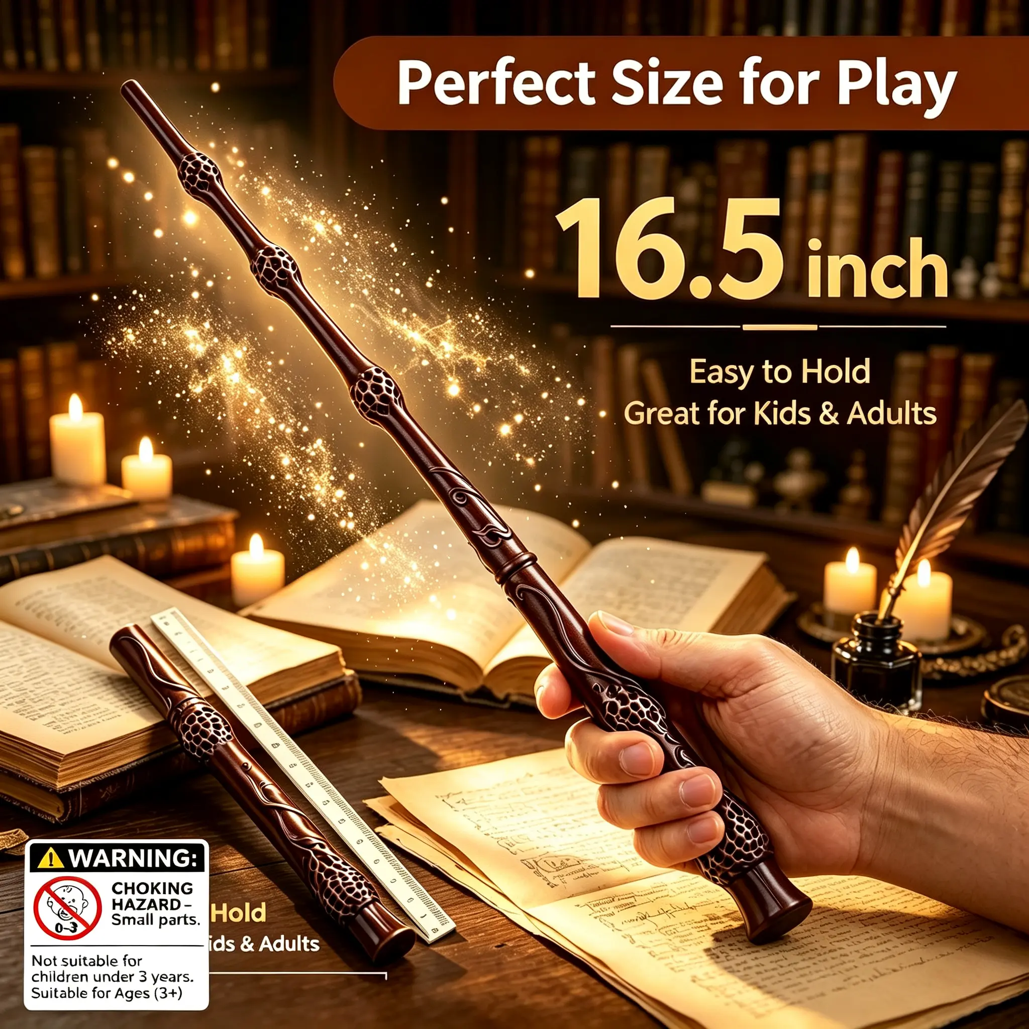 Wizard Magic Wand Cosplay Prop, Exquisite Detailed Resin Fantasy Roleplay Toy for Teens & Adults, Perfect for Halloween Costume Party, Cosplay Events, Hobby Collectibles, Home Decor Display & Themed Interactive Play