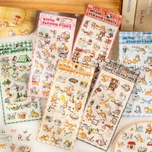 6 Bags Sticker Pack, Plush Cat Pattern Stickers, Handmade Stationery Decorations, Perfect for Holidays and Birthdays