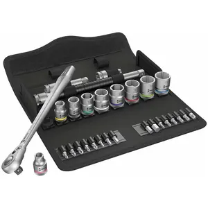 Wera 05004048001 8100 SB 8 Zyklop Metal Ratchet Set with Switch Lever, 3/8" Drive, Metric, 29 Pieces 4013288173928