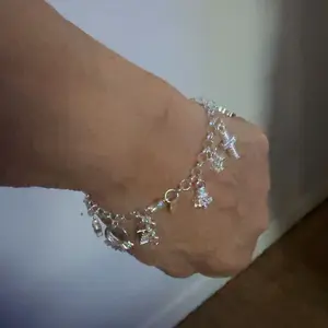 1pc Elegant 925 Sterling Silvery Heart Key Pendant Bracelet,Women's Bracelet,13 Small Pendants,Bohemian Style,Shiny and Exquisite Silvery,Women's Fashion Jewelry Accessories, Suitable for Wife Girlfriend,Fashion Gift,Birthday Gift   bangle Statement Piece