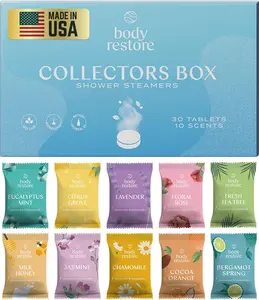 Body Restore Shower Steamers Aromatherapy 30 Pack – Fathers Day Gift for Dad, Birthday Gifts for Women & Men, Spa Stress Relief & Relaxation Self Care Gifts – Premium Collectors Box