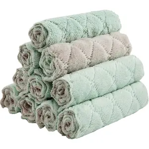 10 Pack Kitchen Cloth, Microfiber Dish Towels Washcloths, Super Absorbent Coral Velvet Dishtowels, Premium Cleaning Cloths,Non-Stick Oil Quick Dry Dish Towels, Soft Tea Towels, Table Cleaning Cloths.